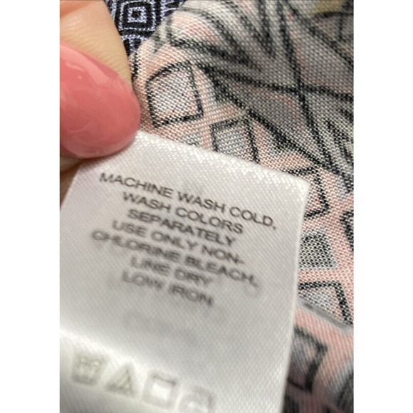 Ellos Pants Womens Medium 14-16 Rayon Quilt Geo Print Wide Leg Slacks Pockets - Picture 6 of 11